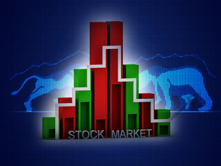 3d rendering Stock market online business concept. business Graph 