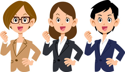 やる気を見せる3名の女性ビジネスパーソン
