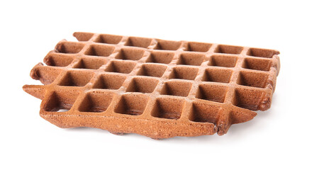Delicious Chocolate Belgian Waffle on white background