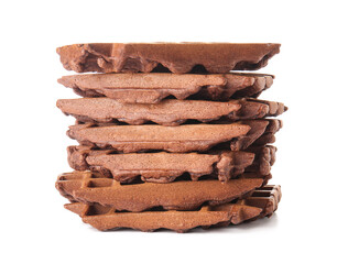 Delicious Chocolate Belgian Waffles on white background