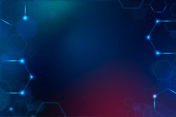 Digital technology background with hexagon frame in blue tone
