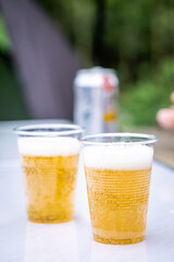 キャンプで飲むビール
バーベキューで飲むビール