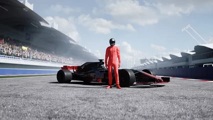  The racer standing on stadium. 3d rendering. © 3D motion