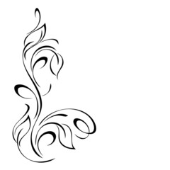 stylized twig with leaves and curls. graphic decor