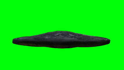 Futuristic alien sci fi ship isolate on green screen. 3d rendering.