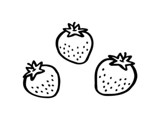 かわいいイチゴのスタンプ／手書きイラスト