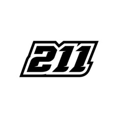 Racing number 211 logo on white background