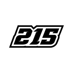 Racing number 215 logo on white background