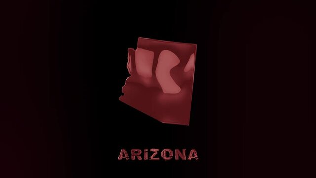 Arizona state lettering with glitch art effect. Arizona state. USA. United States of America. Text or labels Arizona with silhouette