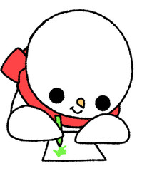 Fototapeta premium クリスマスカードを書く雪だるま（赤色）