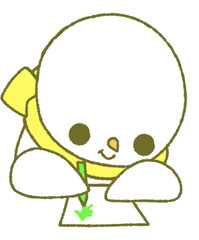 クリスマスカードを書く雪だるま（黄色）