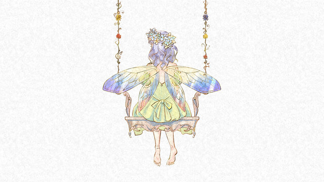 妖精,花,手描き,水彩_3