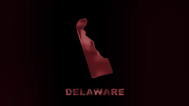 Delaware state lettering with glitch art effect. Delaware state. USA. United States of America. Text or labels Delaware with silhouette