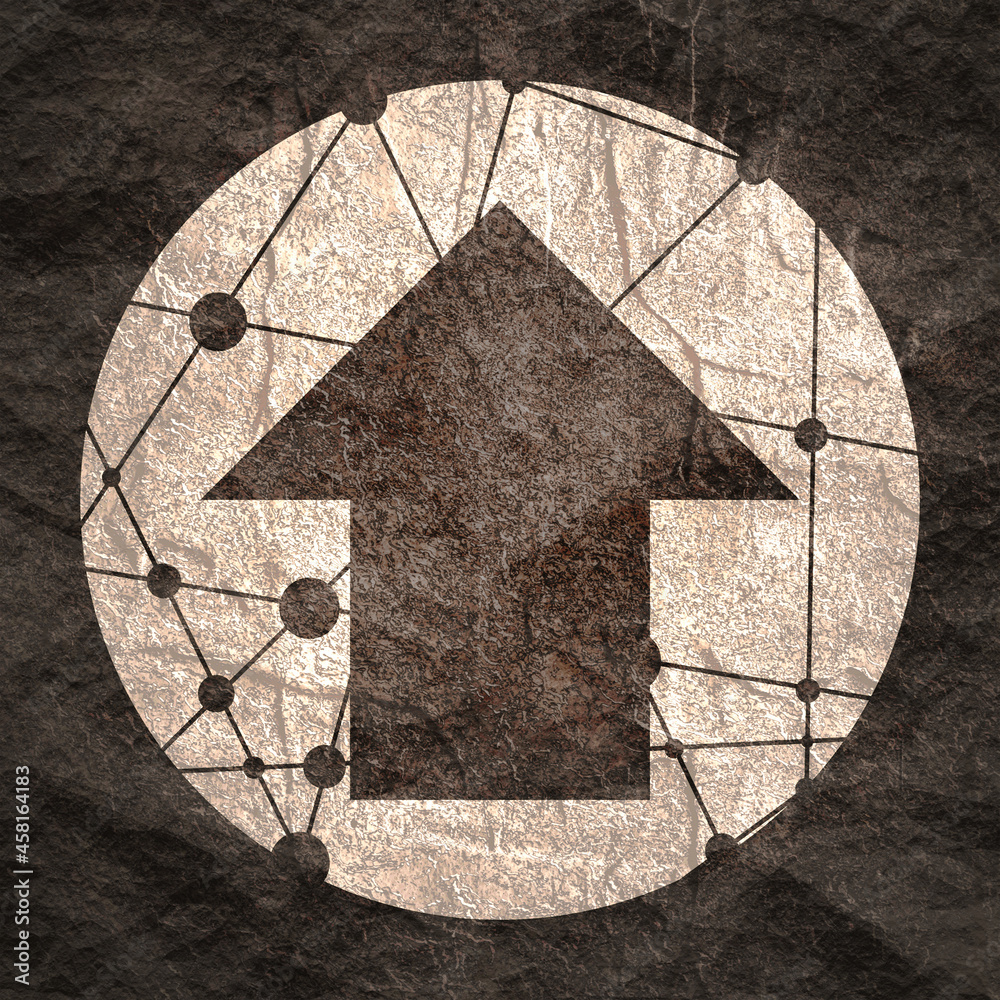 Canvas Prints arrow shape decorated by molecule and communication pattern.
