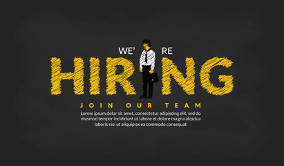 We are hiring lettering template with businessman, Job vacancy background, business recruitment concept