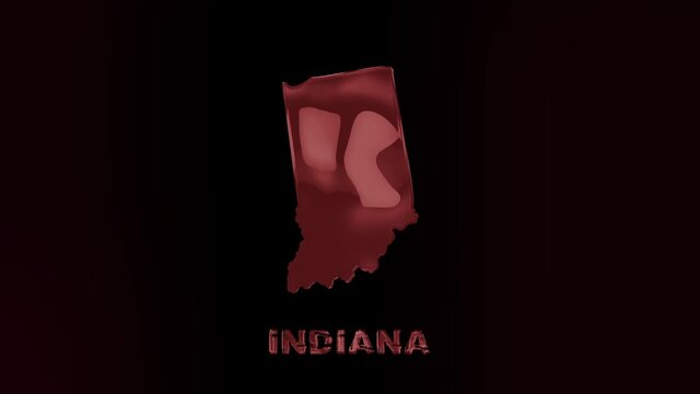 Indiana state lettering with glitch art effect. Indiana state. USA. United States of America. Text or labels Indiana with silhouette