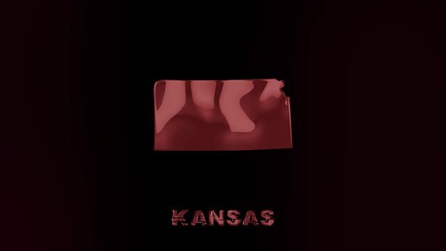 Kansas state lettering with glitch art effect. Kansas state. USA. United States of America. Text or labels Kansas with silhouette