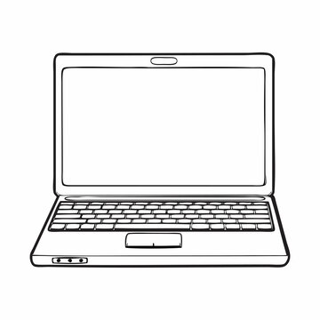 laptop line vector illustration