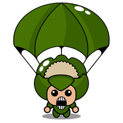 vector cartoon character mascot costume illustration cauliflower cute vegetable parachuting