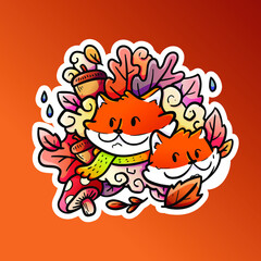 FOX IN AUTUMN ILLUSTRATION