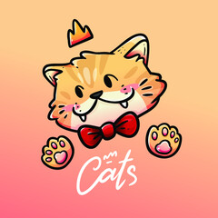 CAT WITH CROWN ILLUSTRATION