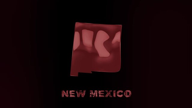New Mexico state lettering with glitch art effect. New Mexico state. USA. United States of America. Text or labels New Mexico with silhouette