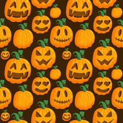 Halloween pumpkin seamless pattern.Halloween  illustration background. Wallpaper. For graphic and surface design