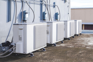 air condition outdoor unit compressor install outside the building.	