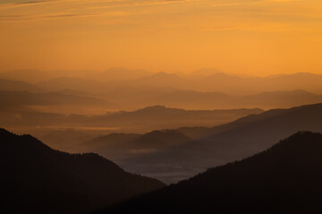 sunrise in the mountains