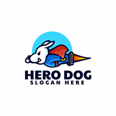 Vector Logo Illustration Hero Dog Mascot Cartoon Style.