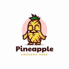 Vector Logo Illustration Pineapple Simple Mascot Style.