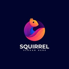 Vector Logo Illustration Squirrel Gradient Colorful Style.