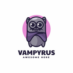 Vector Logo Illustration Bat Simple Mascot Style.