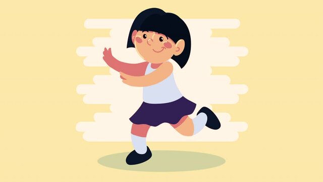 cute asian girl dancing character