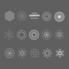 Vector set of geometry symbols included sacred geometry 