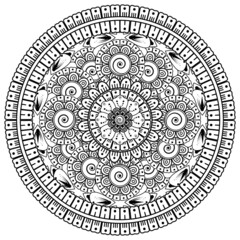 Circular pattern in the form of mandala with flower for henna, mehndi, tattoo, decoration. 