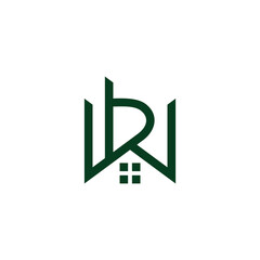 letter wb simple geometric home roof logo vector