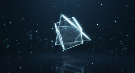 Abstract glowing transparent mixing polygonal module