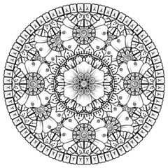 Circular pattern in the form of mandala with flower for henna, mehndi, tattoo, decoration. 