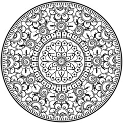 Circular pattern in the form of mandala with flower for henna, mehndi, tattoo, decoration. 