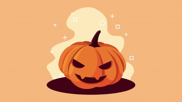 happy halloween animation with pumpkin face