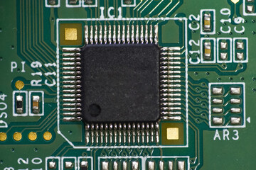 Microprocessor on an electronic circuit board. A chip on a circuit board. World Is Short of Computer Chips