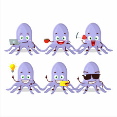 Obraz premium Virus kidney failure cartoon character with various types of business emoticons