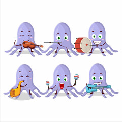 Cartoon character of virus kidney failure playing some musical instruments