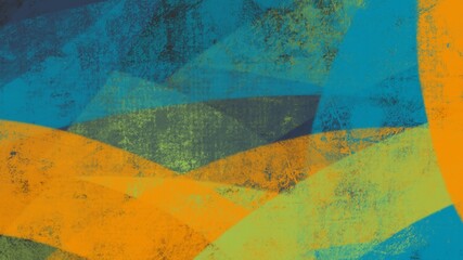 Abstract painting art with yellow, blue and green paint brush for presentation, website background, banner, wall decoration, or t-shirt design.