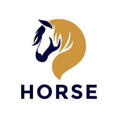 abstract futuristic horse logo design
