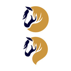 set futuristic horse logo design