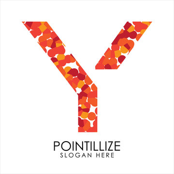 Letter Y logo design in pointillize effect. Branding letter logo in white background.