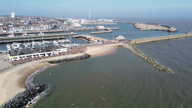 Lowestoft Norfolk UK Harbour aerial  footage 4K