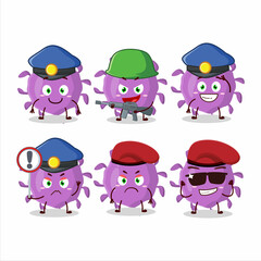 A dedicated Police officer of virus particle mascot design style